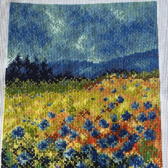 Colorful Landscape Needlepoint Art